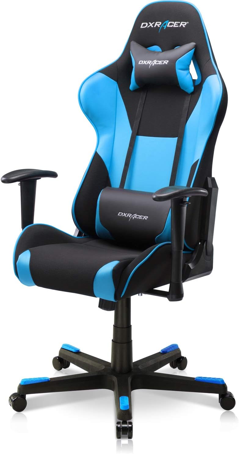 DXRacer Formula Series PC Gaming Chairs Seat Height Adjustable Recliner with Ergonomic Head Pillow and Lumbar Support Black & BlueGC-F101-NB-D3 Dxracer Chair  Gamers Point
