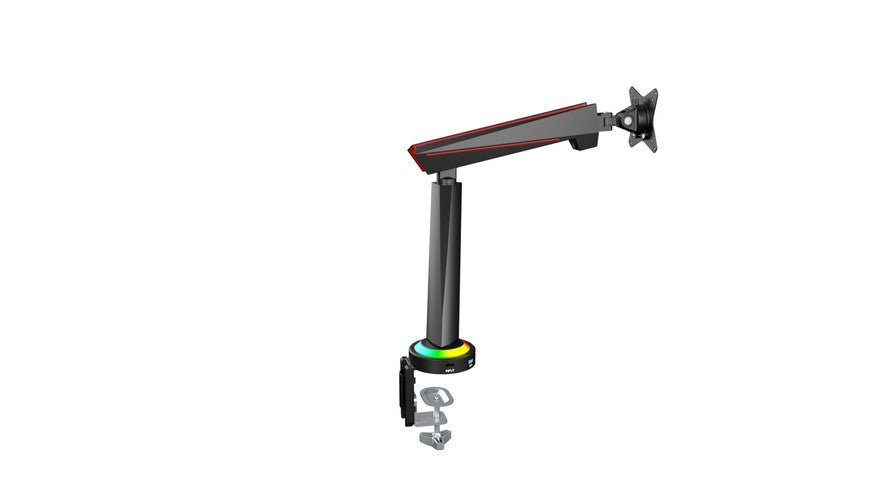 Twisted Minds 17"-32" Single Monitor Pro Gaming Rgb Desk Mount - AdJustable Die-Cast Aluminum Gas Spring With Usb 3.0- Vesa/C-Clamp/Grommet/Cable Management Twisted Minds Twisted Mind Single RGB Monitor Mount  Gamers Point