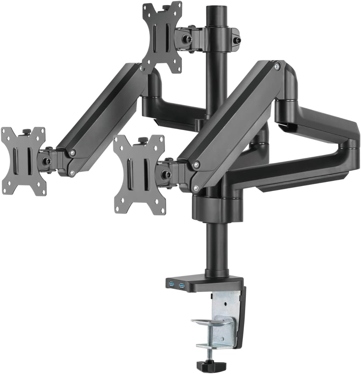 Twisted Minds Triple 17"-32" Monitor Arm Aluminum Desk Mount fits Three Monitor Full Motion Adjustable With USB 3.0- VESA/C-Clamp/Grommet/Cable Management, Black, TM-26-C018UP tm Monitor Stands  Gamers Point
