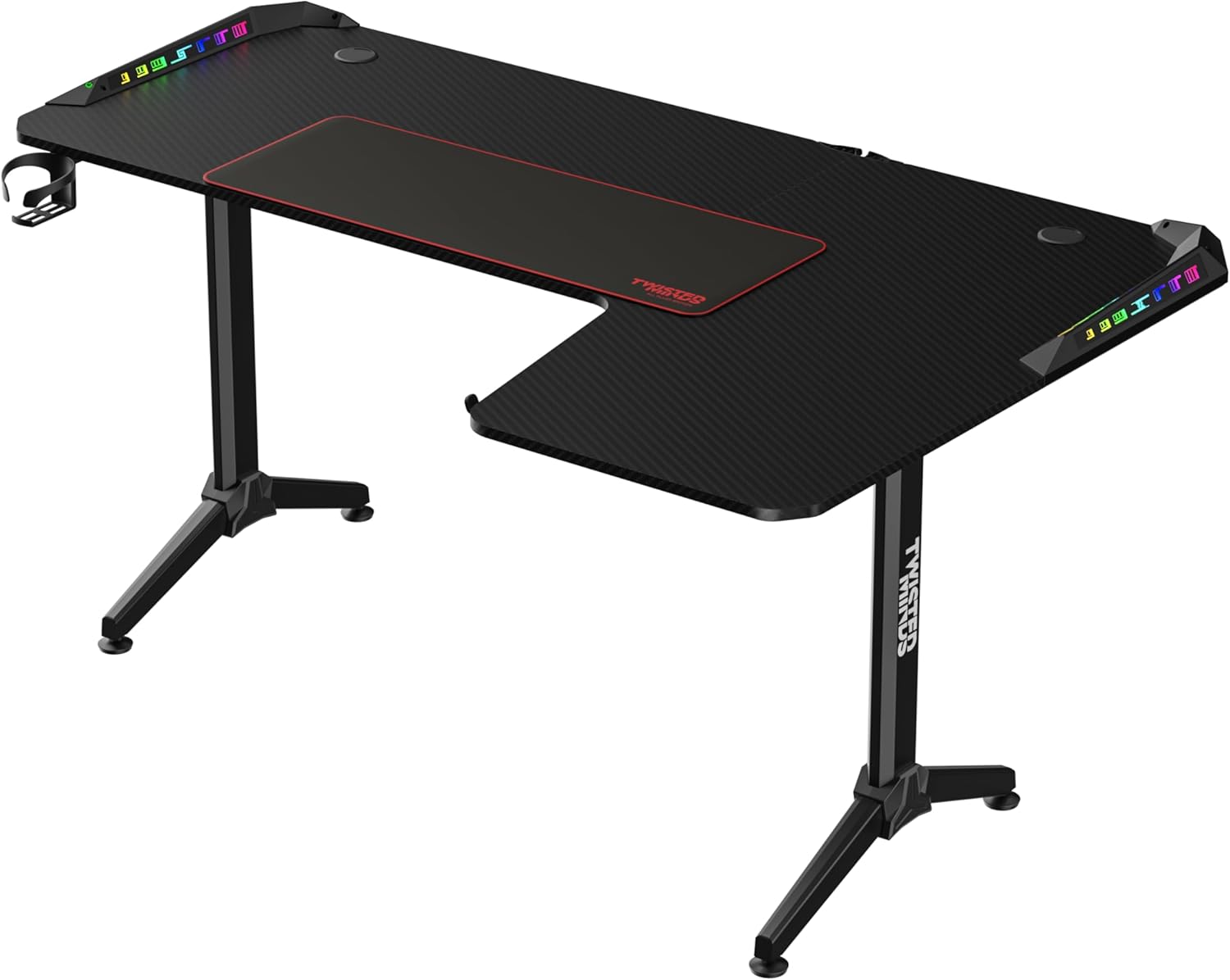 Twisted Minds WARRIOR L Shaped Gaming Desk RGB Right Black - TM-Y-RB-RGB GPC TwistedMinds desk  Gamers Point