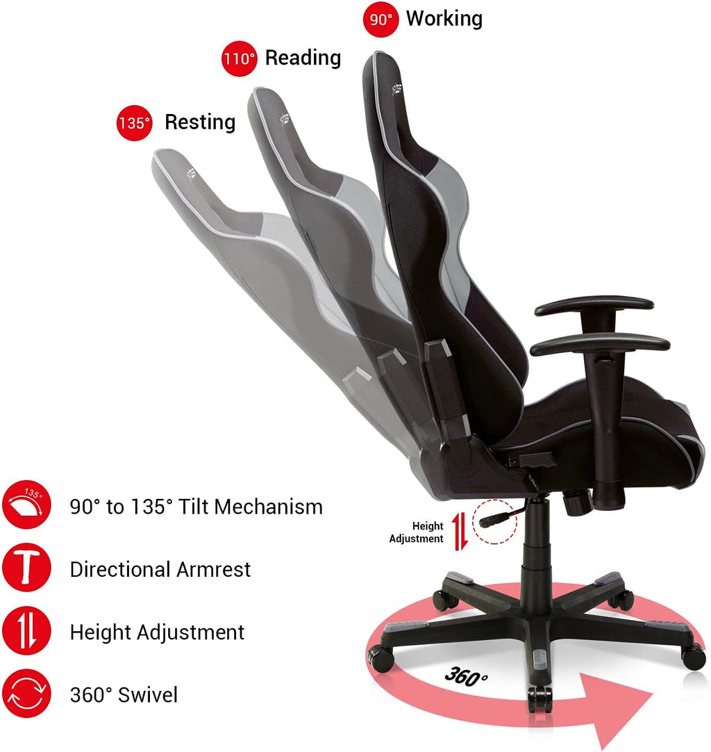 DXRacer Formula Series PC Gaming Chairs Seat Height Adjustable Recliner with Ergonomic Head Pillow and Lumbar Support Black & BlueGC-F101-NB-D3 Dxracer Chair  Gamers Point