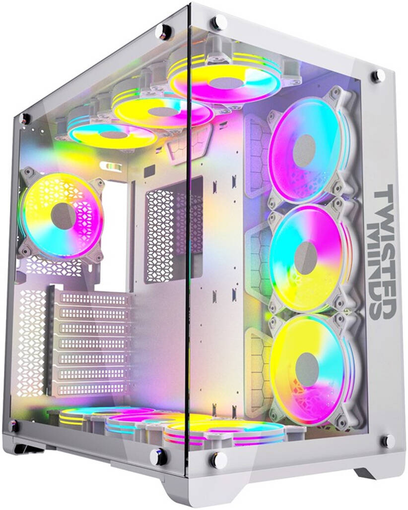 Twisted Minds Bullet-07 Mid Tempered Glass Mid Tower ATX Gaming PC Case, Pre Installed 4x 120mm ARGB Fans, Up to 360mm AIO, 3.5″ HDD* 2+2.5″ SSD* 2 Dr Twisted Minds case  Gamers Point