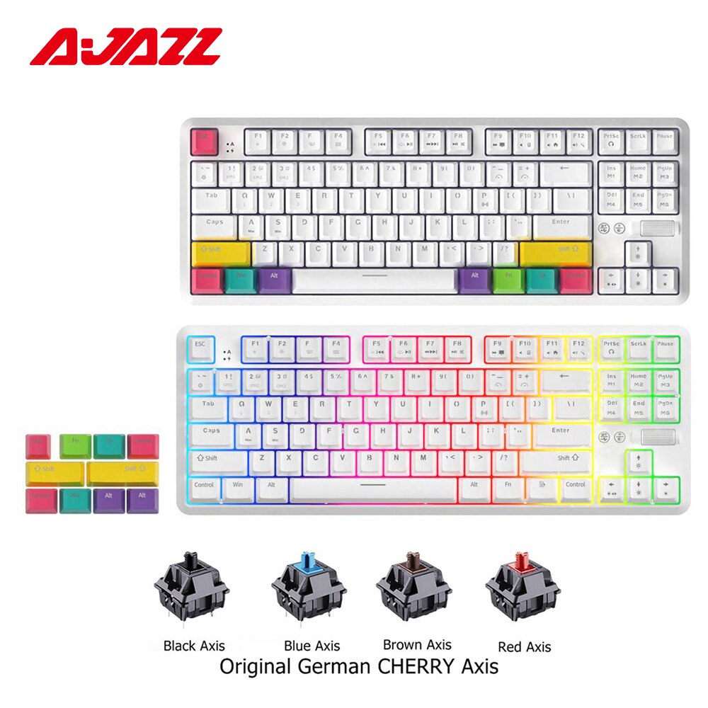 AJAZZ K870T 87 Keys Wireless Mechanical Keyboard Blue/Red Switch Black AJAZZ Keyboard  Gamers Point