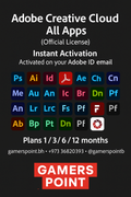 Adobe Creative Cloud — Official All Apps Subscription| Gamers Point Bahrain Adobe Digital Gaming Product 60.000 Gamers Point