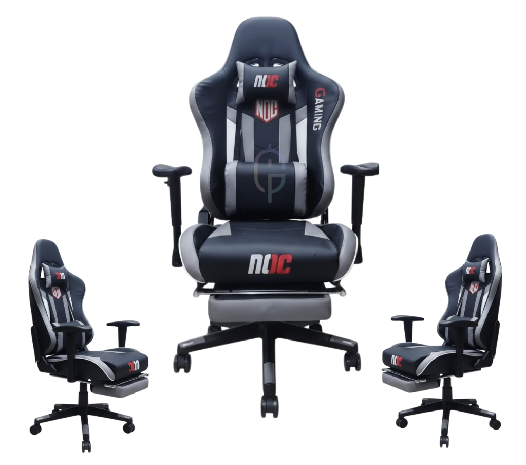 NOC Gaming Chair – ergonomic lumbar & neck support (Grey) | كرسي ألعاب NOC – دعم أسفل الظهر والرقبة (رمادي)
