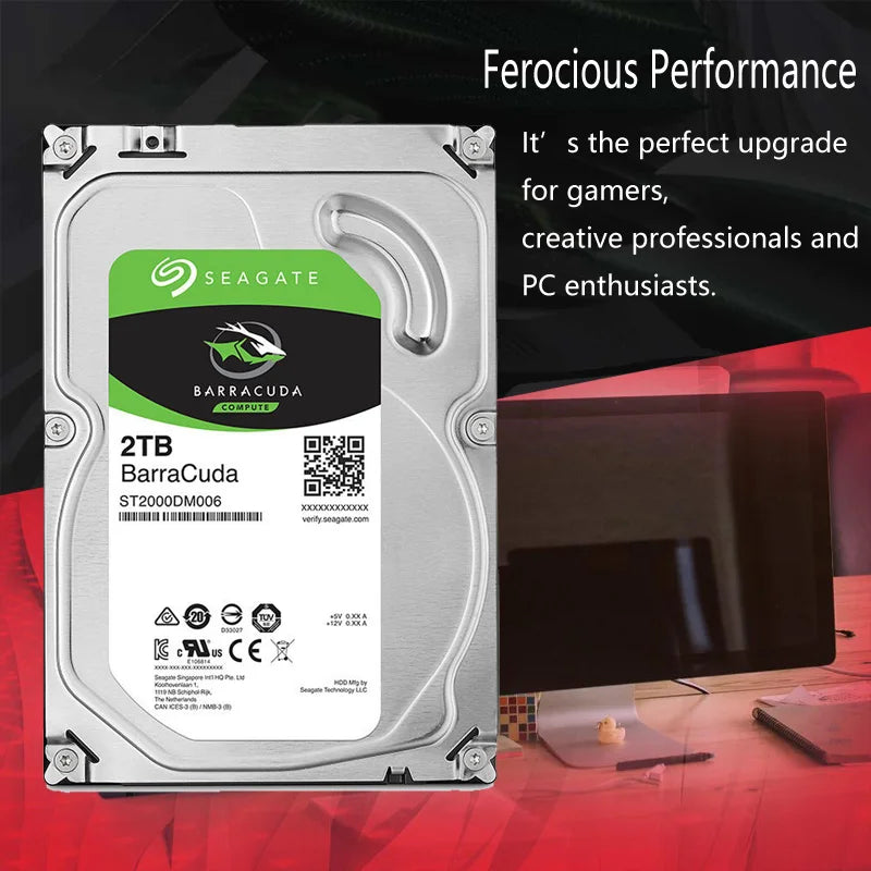 Seagate 2TB Hard Drive Disk HDD Desktop Internal HD 2000GB 2 TB Harddisk 7200RPM 64M 3.5" 6Gb/s Cache SATA III for PC Computer