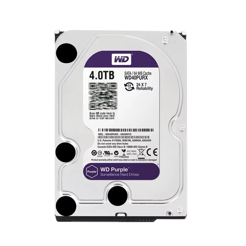 WD Purple 4TB Surveillance Internal Hard Drive Disk 3.5" 64M Cache SATA III 6Gb/s 500GB 1TB 2TB 3TB HDD HD Harddisk for CCTV DVR