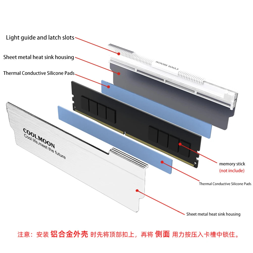 RAM Heatsink Aura Sync DDR4 DDR3 Memory Heat Sink with Thermal Silicone Pad for Desktop Computer PC Memory