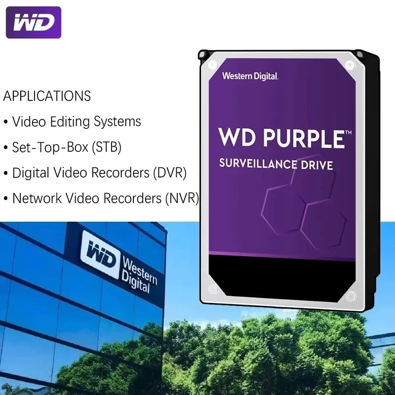 WD Purple 500GB Surveillance Internal Hard Drive Disk 3.5" 64M Cache SATA III 6Gb/s 1TB 2TB 3TB HDD HD Harddisk for CCTV DVR NVR