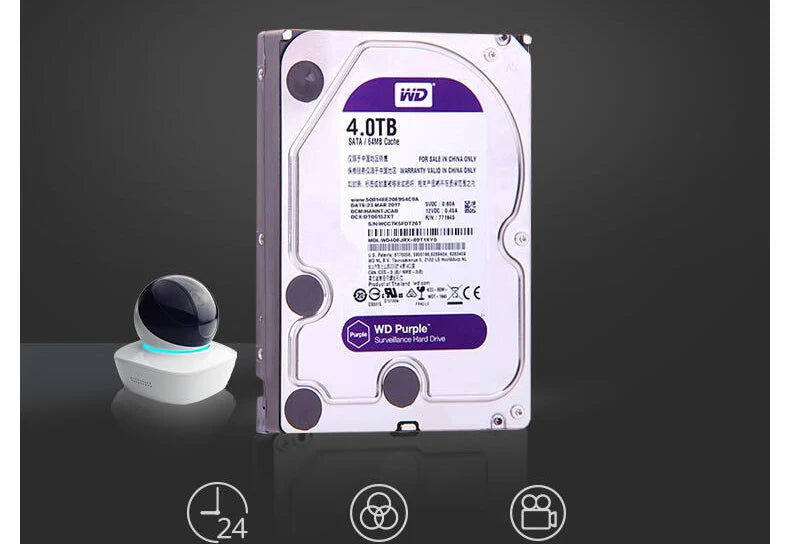 WD Purple 4TB Surveillance Internal Hard Drive Disk 3.5" 64M Cache SATA III 6Gb/s 500GB 1TB 2TB 3TB HDD HD Harddisk for CCTV DVR