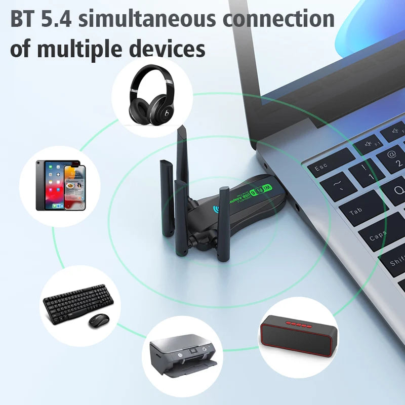 VAORLO WiFi 6 AX900 USB 3.0 Adapter + Bluetooth 5.4 | Gamers Point Bahrain
