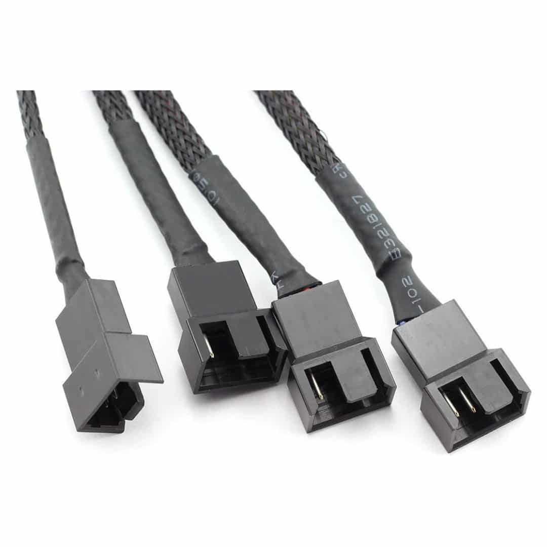 Black Sleeved PWM Fan Splitter Cable 1-to-4 PWM Y-Splitter