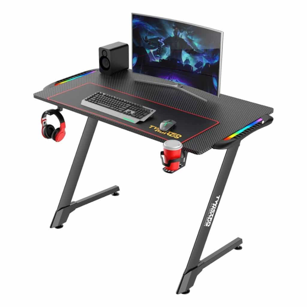 Twisted Minds TM-Z-1060-RGB Z-Shaped RGB Gaming Desk — Carbon-Fiber 1 Meter