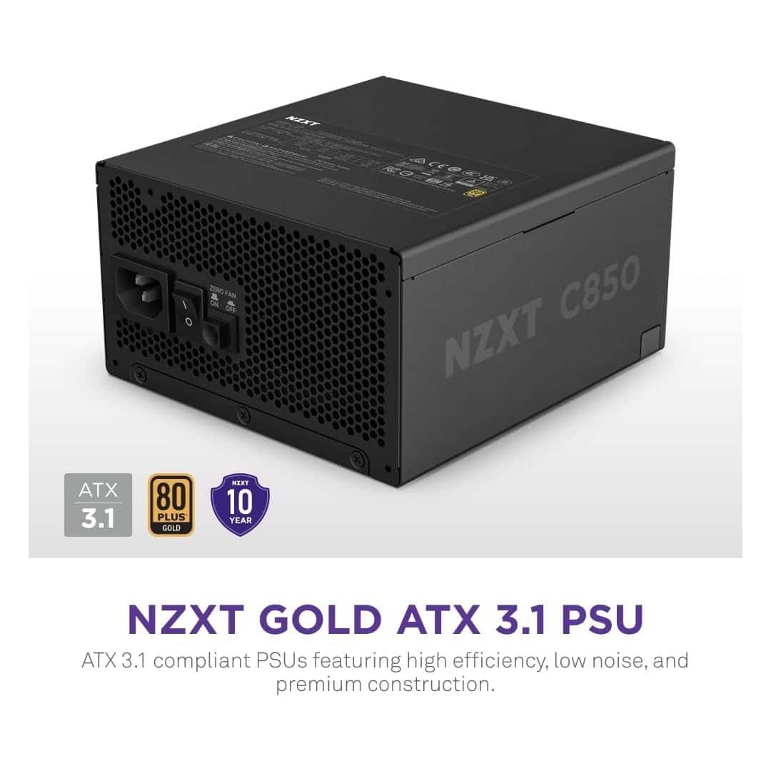 NZXT C850 Gold ATX 3.1 - 850W 80 PLUS Gold Fully Modular Gaming PSU