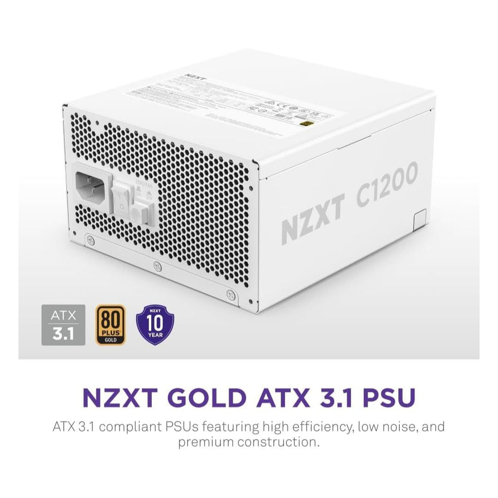 NZXT 3.1 ATX 1200W 80 Plus Gold Fully Modular Power Supply - White