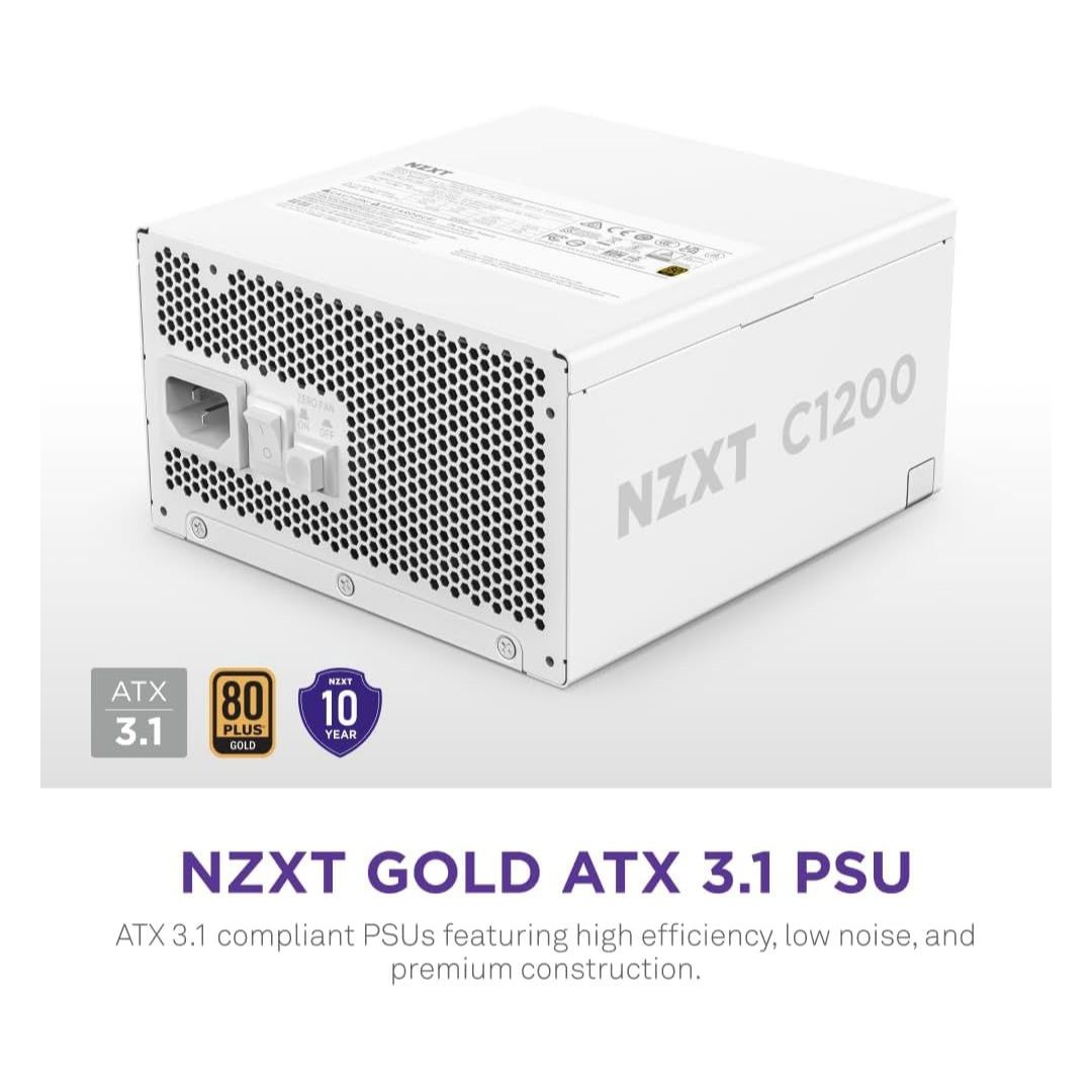 NZXT 3.1 ATX 1200W 80 Plus Gold Fully Modular Power Supply - White