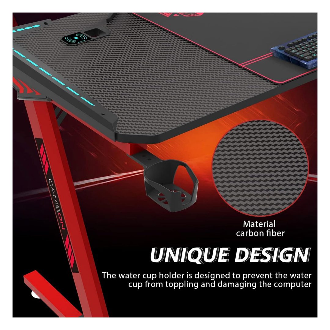 GAMEON Phantom XL-R L-Shaped RGB Gaming Desk with Wireless Charger