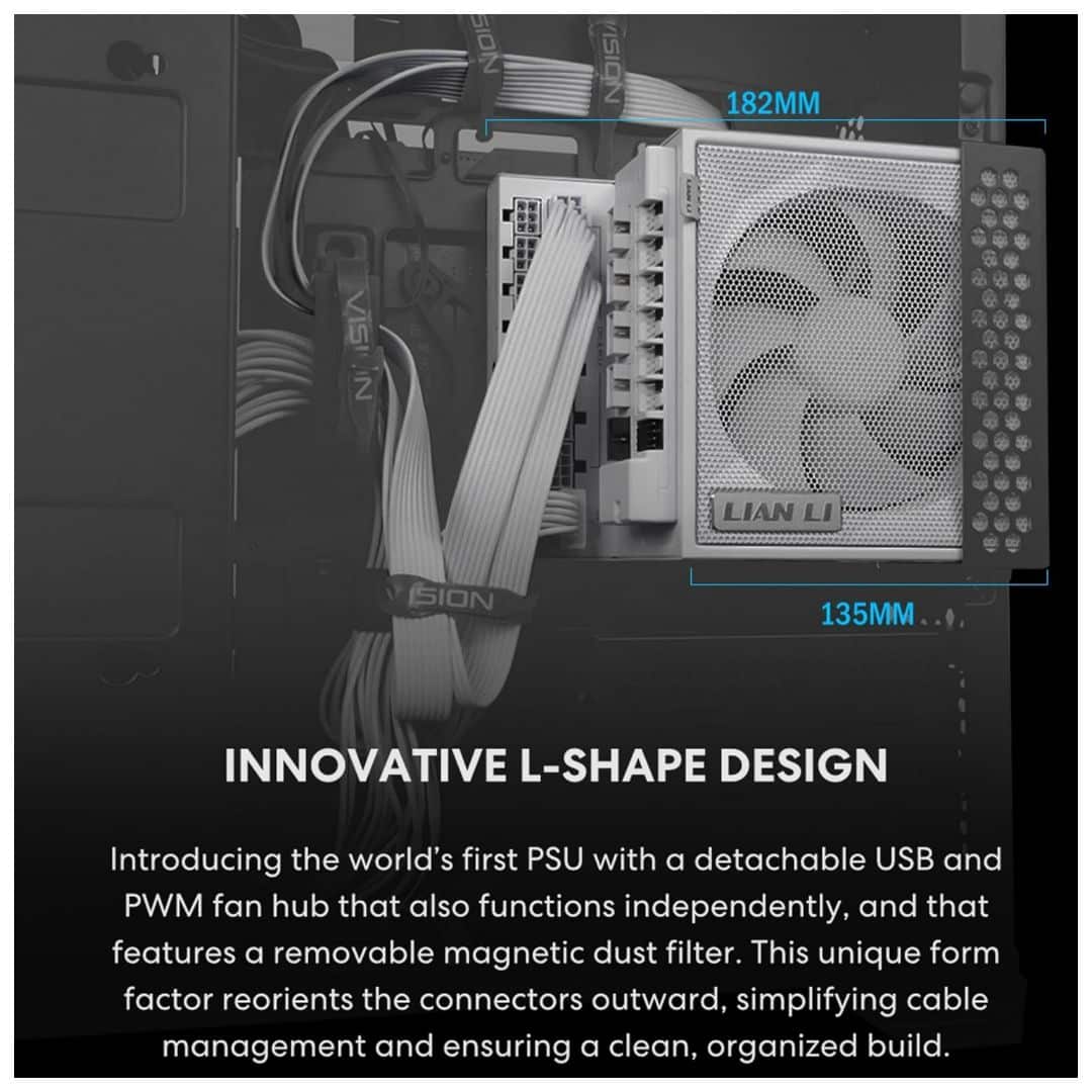 LIAN LI Edge Series 850W ATX 3.1 80+ Gold Fully Modular Power Supply - White